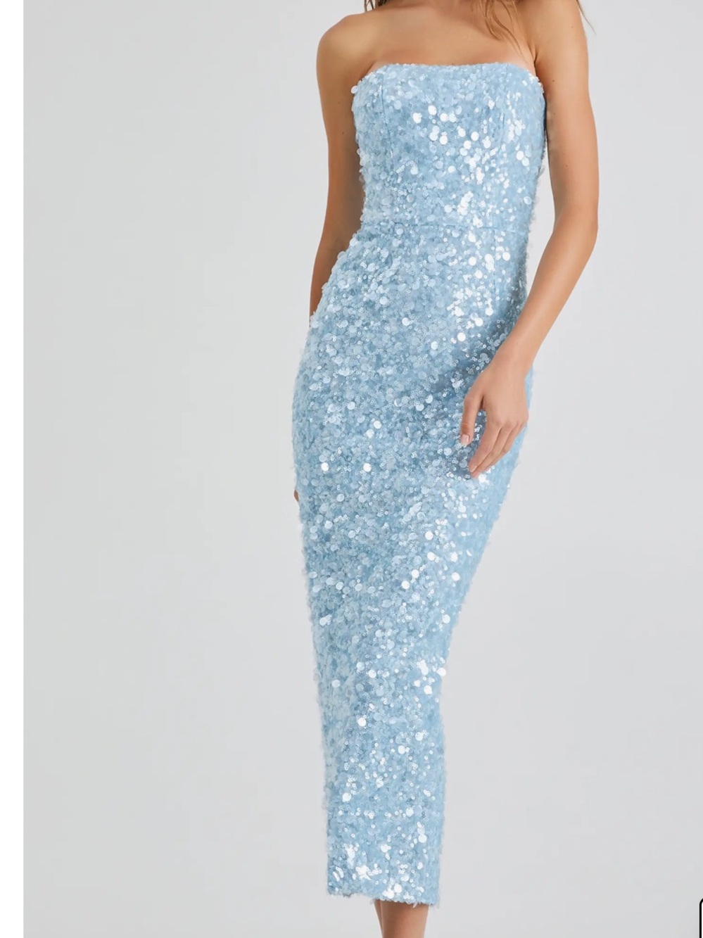 NWT Helsi Leslie sequin column gown icy blue - Picture 5 of 7